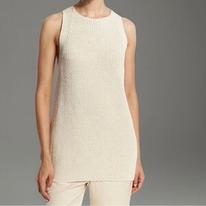 Vince~Ivory Italian Cotton, Sleeveless, High Neck, Long Sweater/Tank. Sz. M.